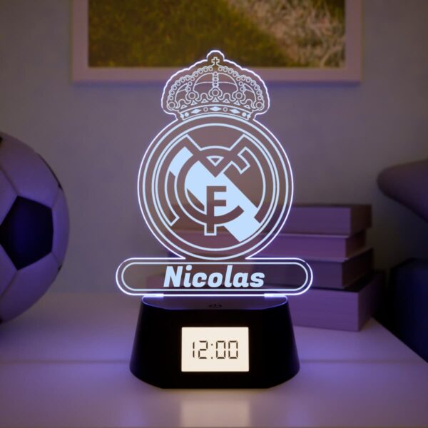 Reloj Despertador con Luz Escudo Real Madrid Personalizado
