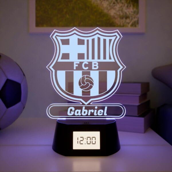 Reloj Despertador con Luz Escudo Barcelona Personalizado