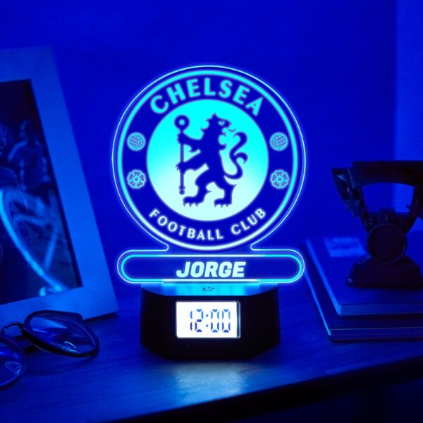 Reloj Despertador con Luz Escudo Chelsea Personalizado