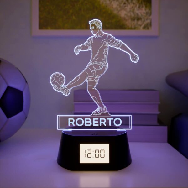 Reloj Despertador con Luz Jugador Fútbol Personalizado