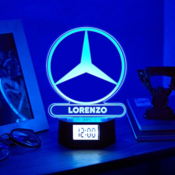 Reloj Despertador con Luz Mercedes Personalizado