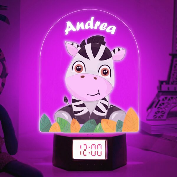 Reloj Despertador Infantil con Luz Cebra Personalizado