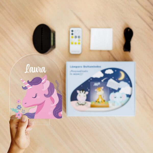 Reloj Despertador Infantil con Luz Unicornio Personalizado
