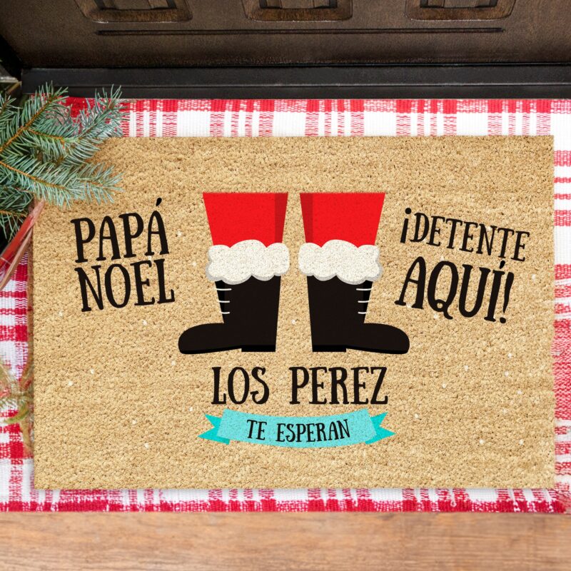 Felpudo Navideño Papá Noel con Nombre Familia personalizado