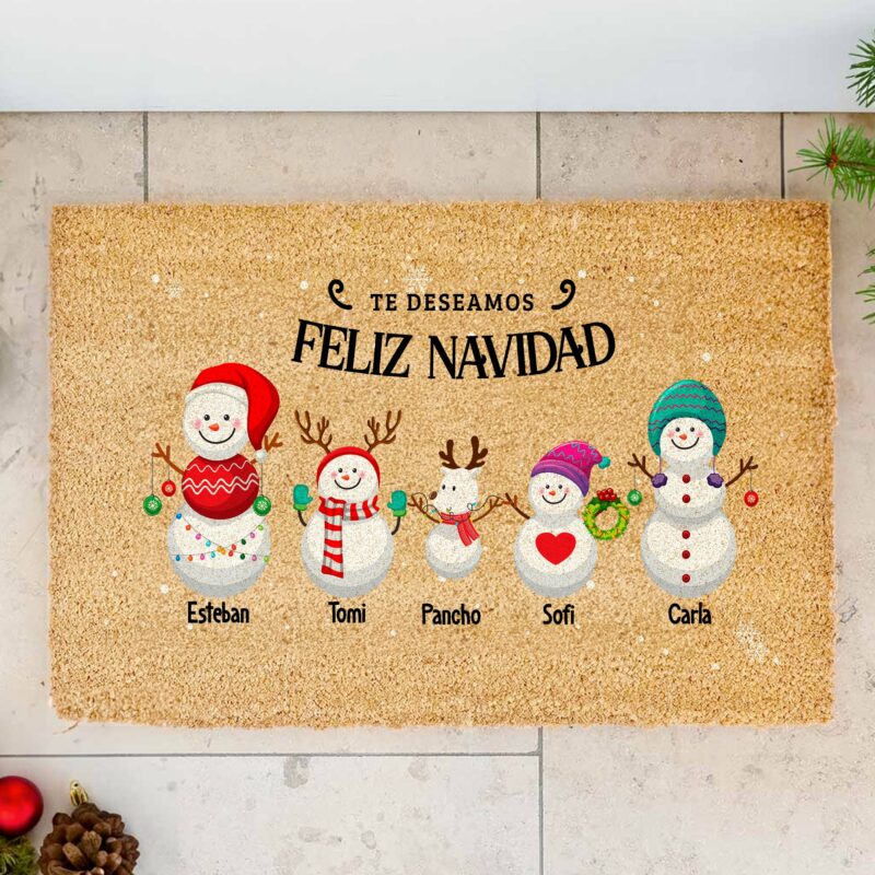 Felpudo Navidad Muñeco de Nieve con Nombres personalizado