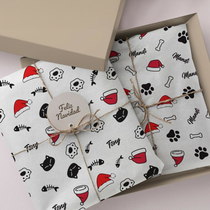 Papel de Regalo de Navidad Mascotas personalizado