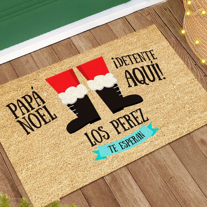 Felpudo Navideño Papá Noel con Nombre Familia personalizado