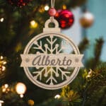 Miniatura de Pack de Adornos para Árbol de Navidad Copos en Madera con Nombre personalizados