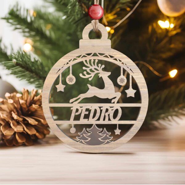 Adorno Árbol de Navidad Reno con Nombre personalizado