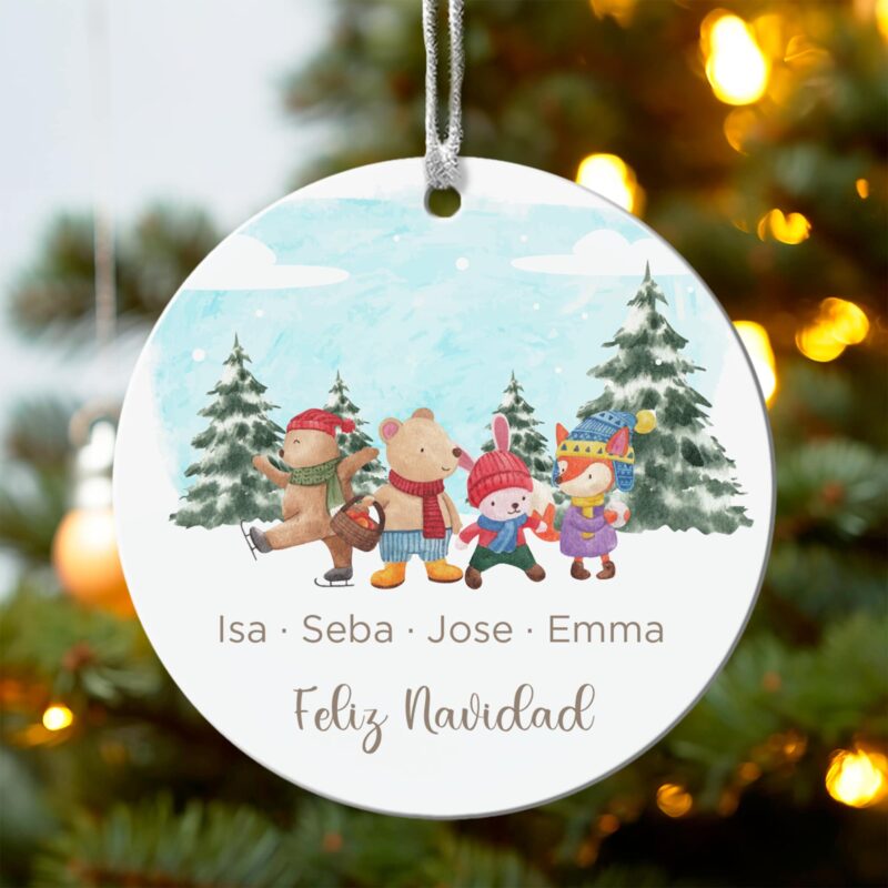 Adorno Árbol de Navidad Animalitos con Nombre personalizado