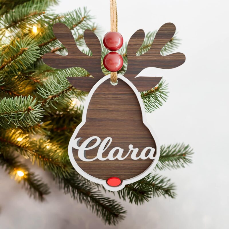 Adorno Árbol de Navidad Rostro Reno con Nombre personalizado