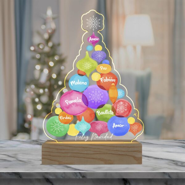 Lámpara de Árbol de Navidad con Bolas de Colores personalizada