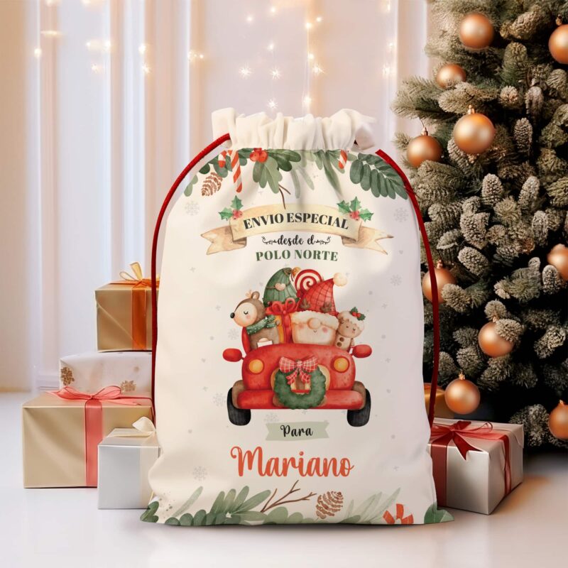 Saco Regalos de Navidad Papá Noel con Nombre Personalizado