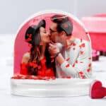 Miniatura de Bola de Nieve Copos de Corazones con Foto personalizada