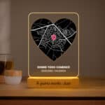 Miniatura de Lámpara Mapa del Amor con Ubicación y Textos personalizada