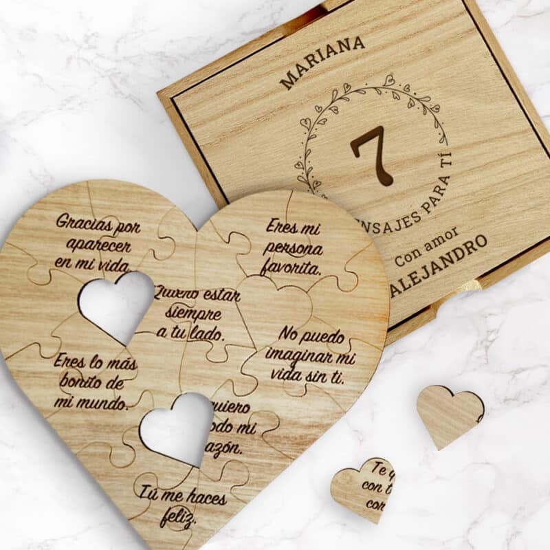 Puzzle Madera Con Frases de Amor personalizado