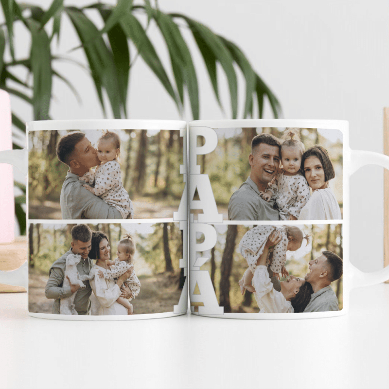 Taza Papá con 4 Fotos personalizada