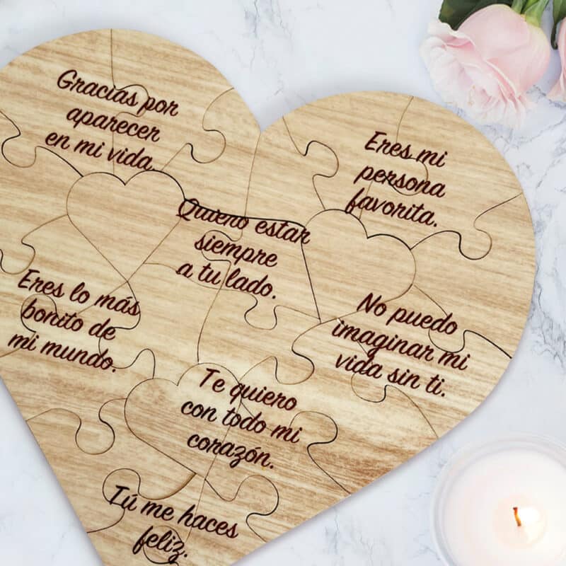 Puzzle Madera Con Frases de Amor personalizado