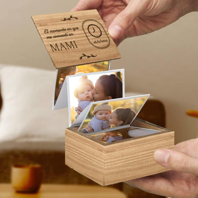 Caja de Fotos Acordeón Reloj con Fecha personalizada