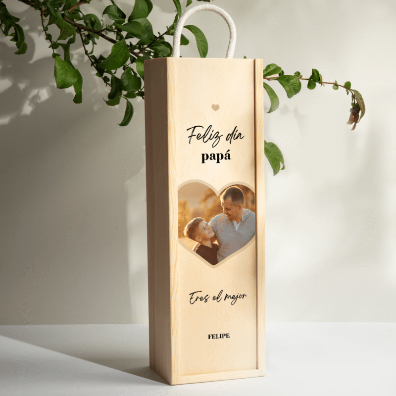 Caja de Vino con Corazón personalizada