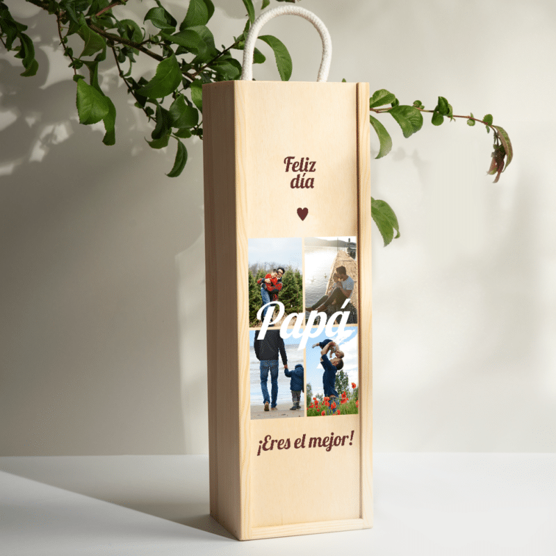 Caja de Vino con 4 Fotos personalizada