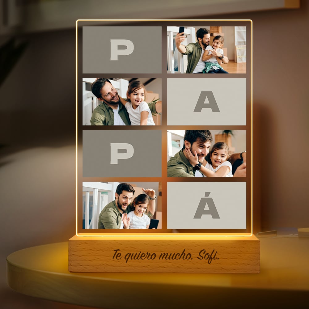 Lámpara Papá Fotos con Letras personalizada