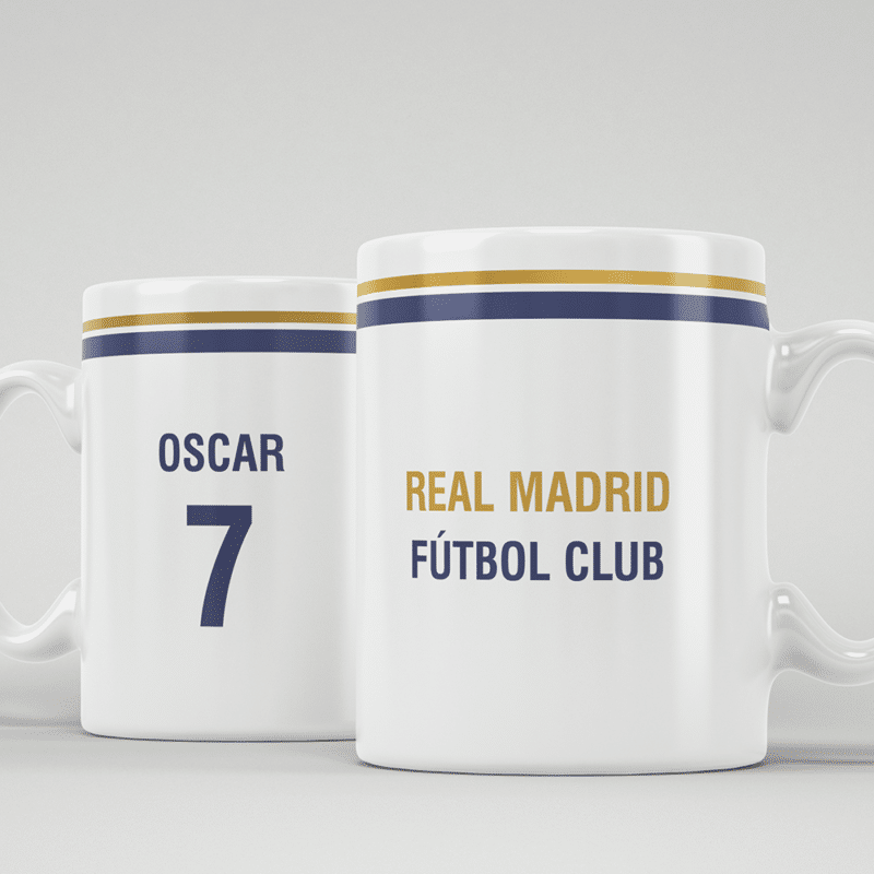 Taza Equipo Fútbol Real Madrid con Nombre personalizada