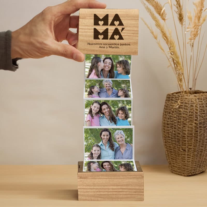 Caja de Fotos Acordeón Mamá Corazones con Texto personalizada