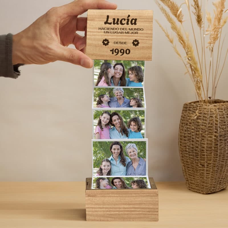 Caja de Fotos Acordeón Reloj con Fecha personalizada