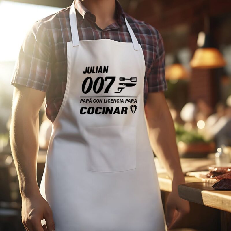 Delantal Agente 007 con Nombre personalizado