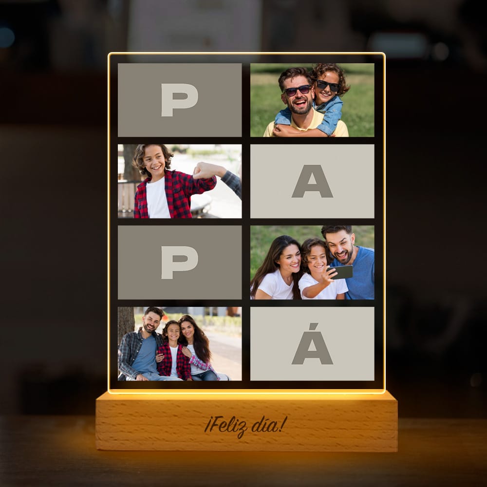 Lámpara Papá Fotos con Letras personalizada