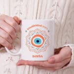 Miniatura de Taza Mandala con Frase y Nombre personalizada