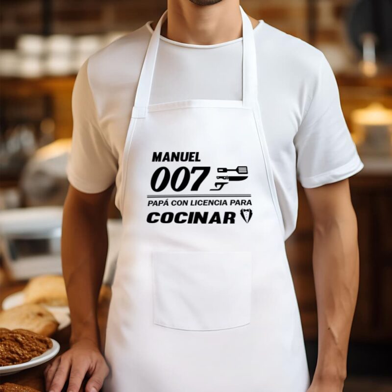 Delantal Agente 007 con Nombre personalizado