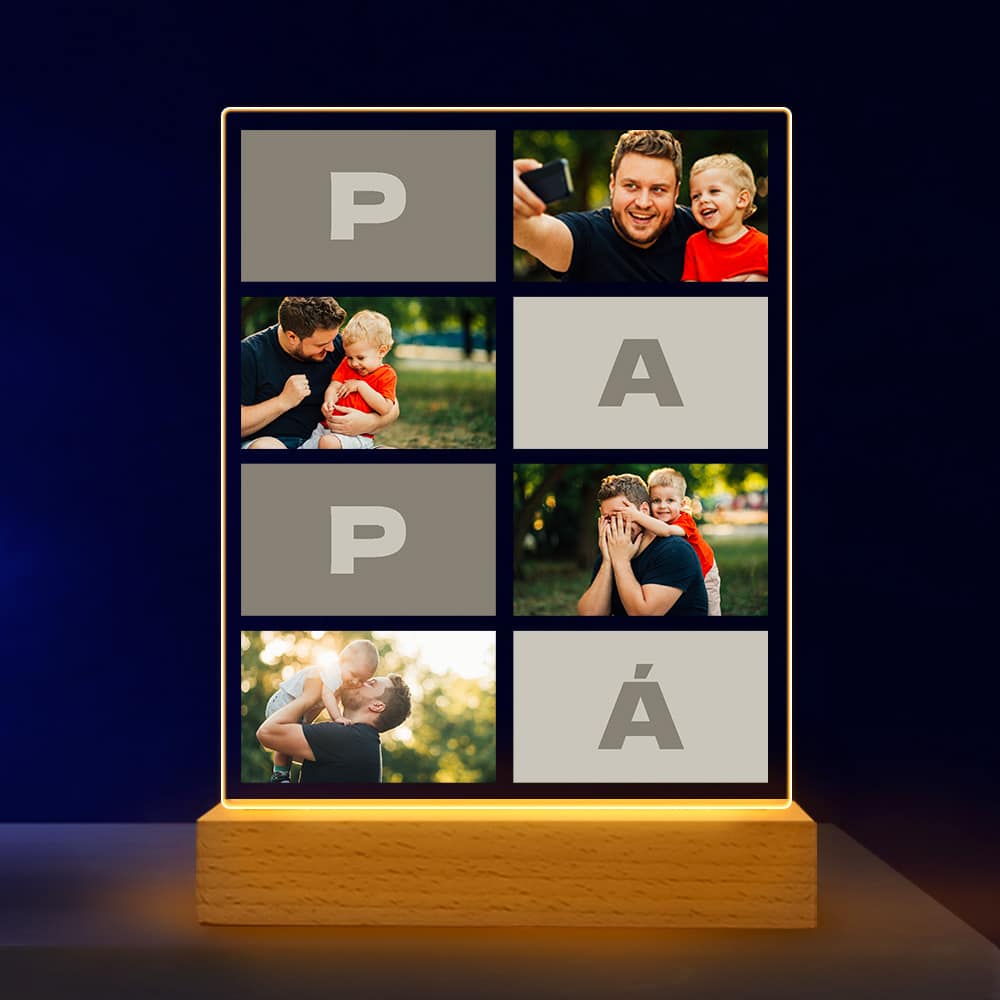 Lámpara Papá Fotos con Letras personalizada