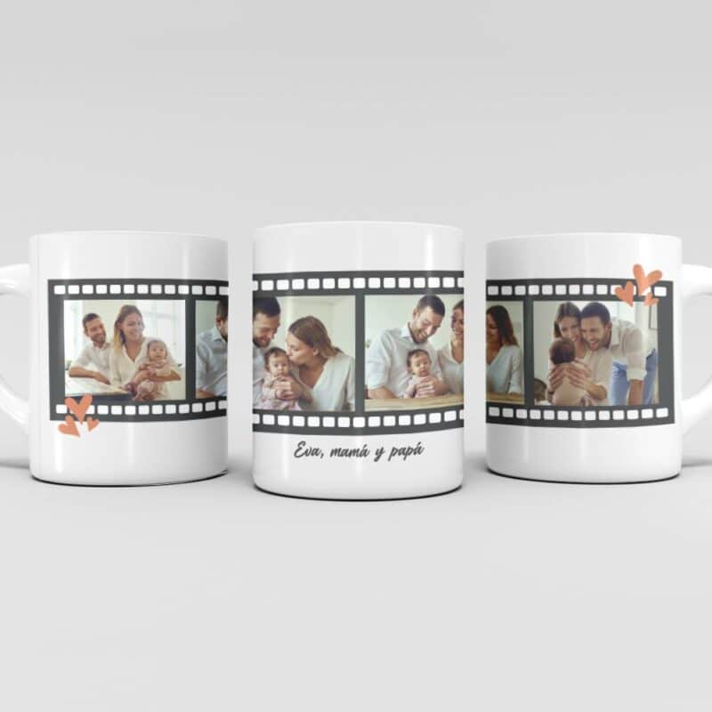 Taza Carrete de Fotos con Texto personalizada