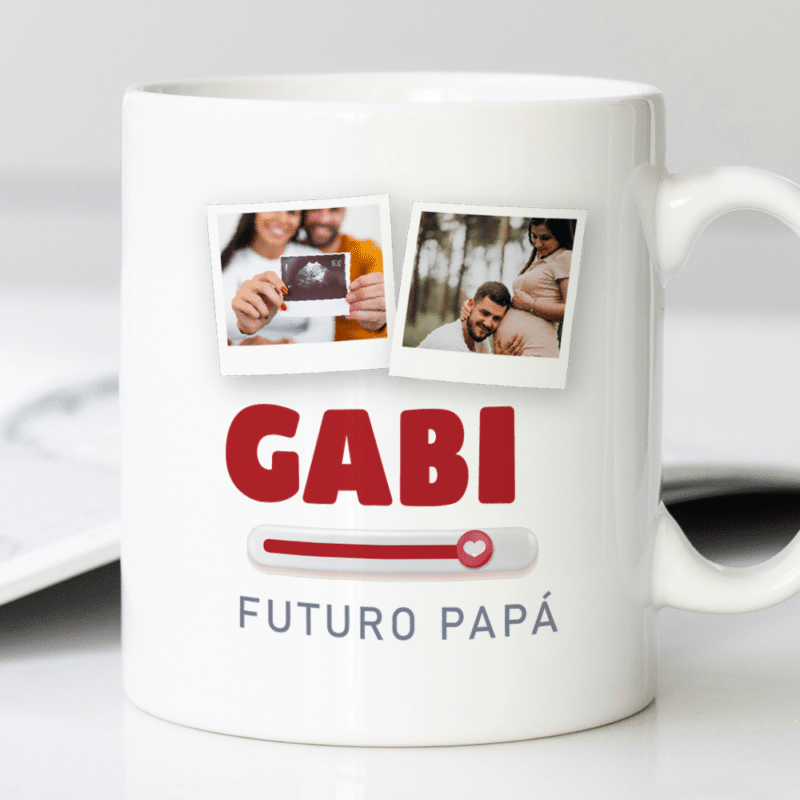 Taza Futuro Papá con Fotos y Nombre personalizada