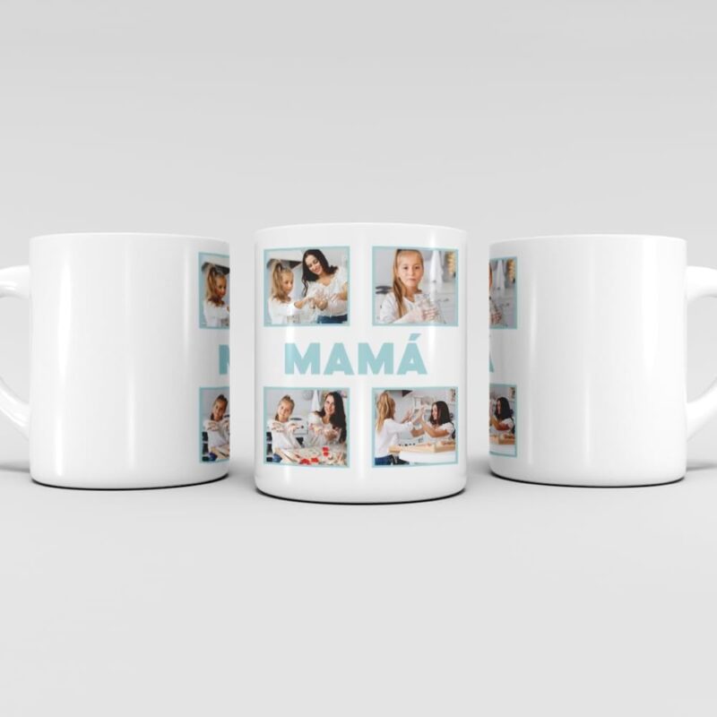 Taza Mamá con Cuatro Fotos personalizada