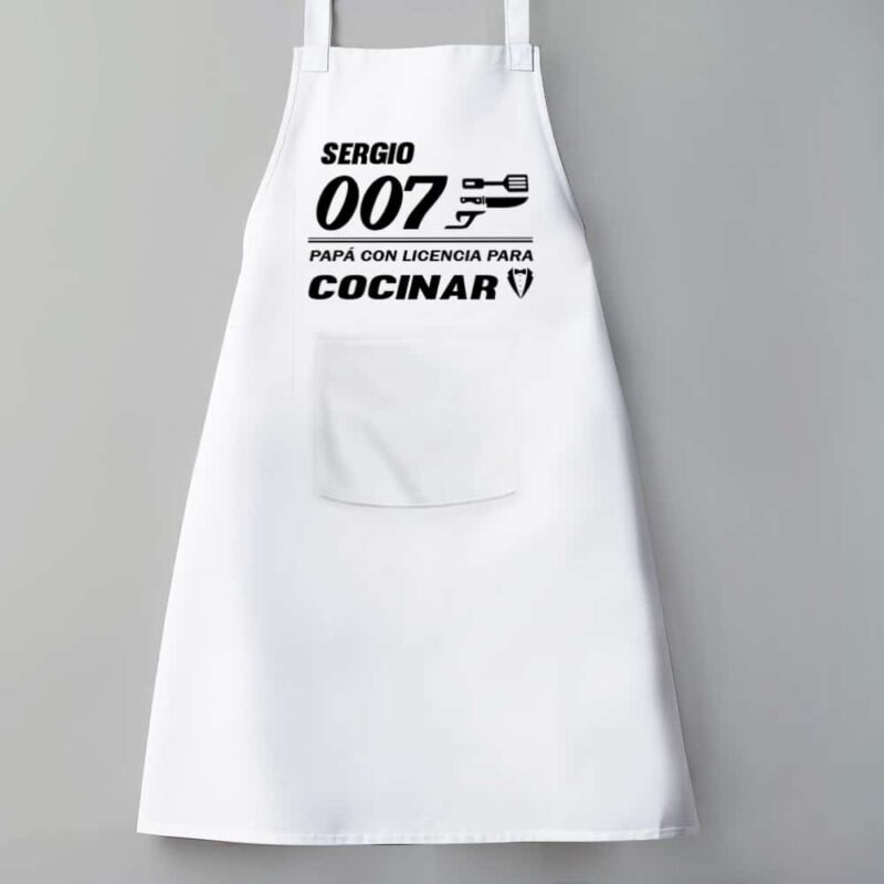 Delantal Agente 007 con Nombre personalizado