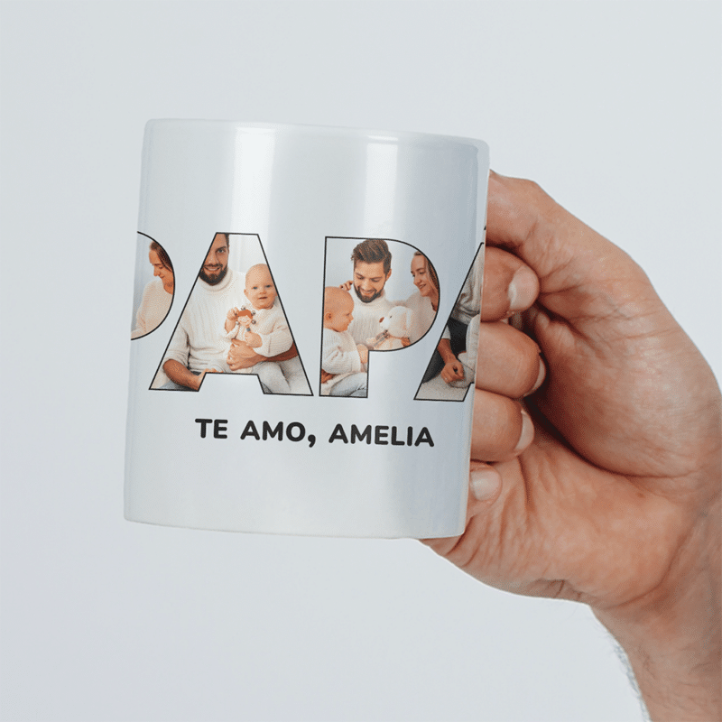 Taza Papá con Fotos y Texto personalizada