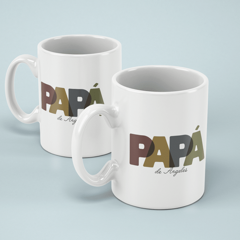 Taza Papá Letras de Colores con Nombres personalizada