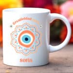 Miniatura de Taza Mandala con Frase y Nombre personalizada