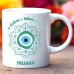 Miniatura de Taza Mandala con Frase y Nombre personalizada