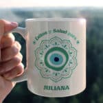 Miniatura de Taza Mandala con Frase y Nombre personalizada