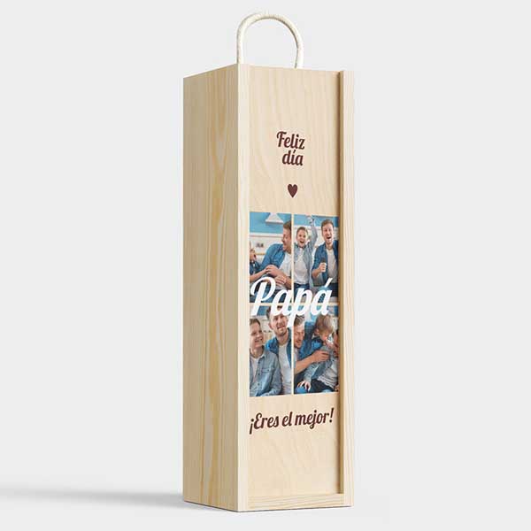 Caja de Vino Papá con 4 Fotos personalizada