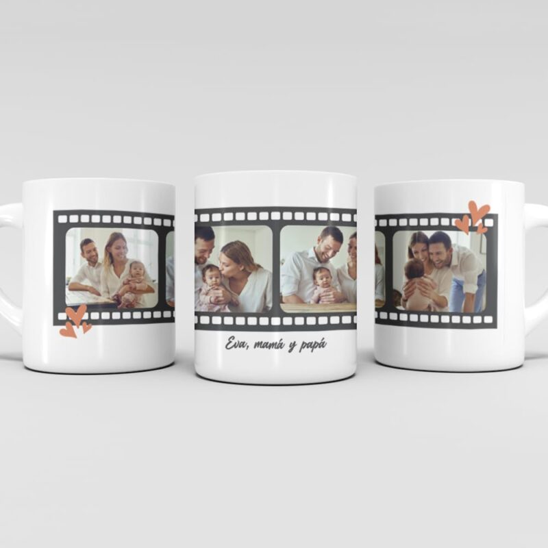 Taza Carrete de Fotos con Texto personalizada