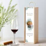 Miniatura de Caja de Vino Hojas con Foto y Texto personalizada