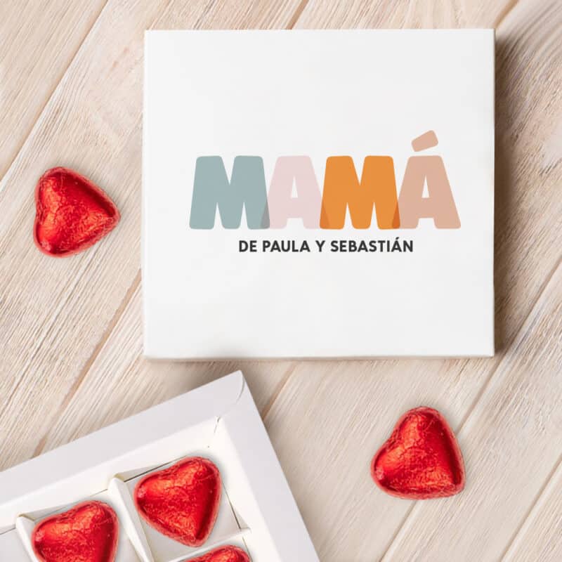 Caja de Bombones Mamá Colores con Texto personalizada