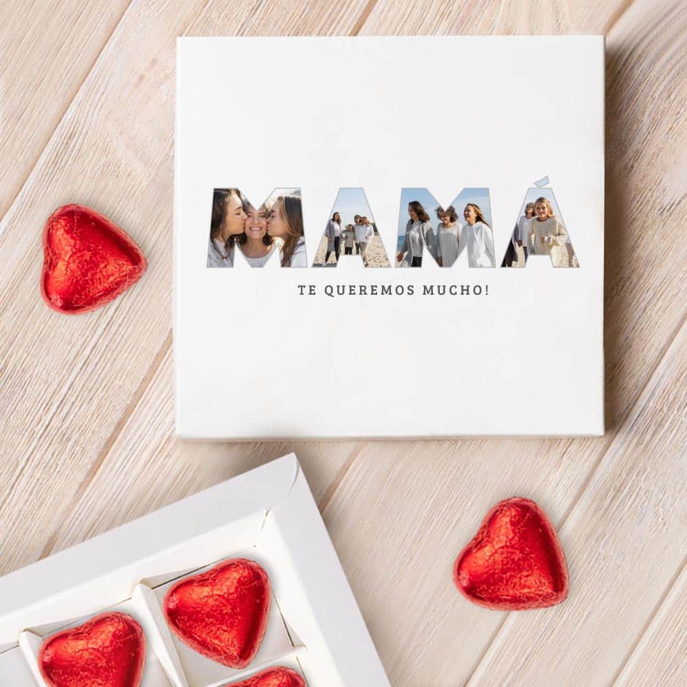 Caja de Bombones Mamá con Fotos en Letras personalizada