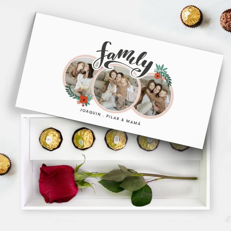 Caja de Bombones con Rosa Family con Fotos personalizada