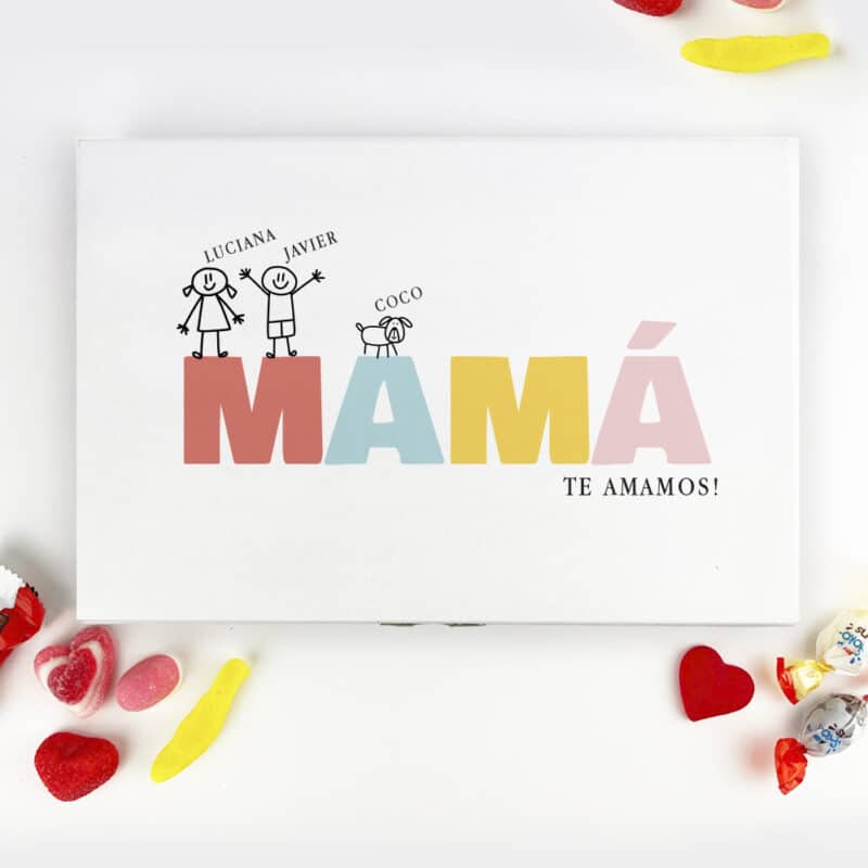 Caja de Dulces Mamá Dibujos con Nombres personalizada